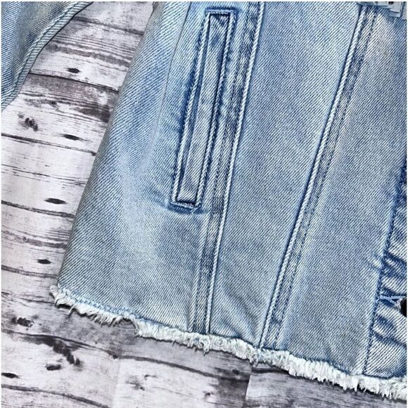 Rock and Roll Denim Light Wash Studded Fringe Denim Jacket - Picture 8 of 12